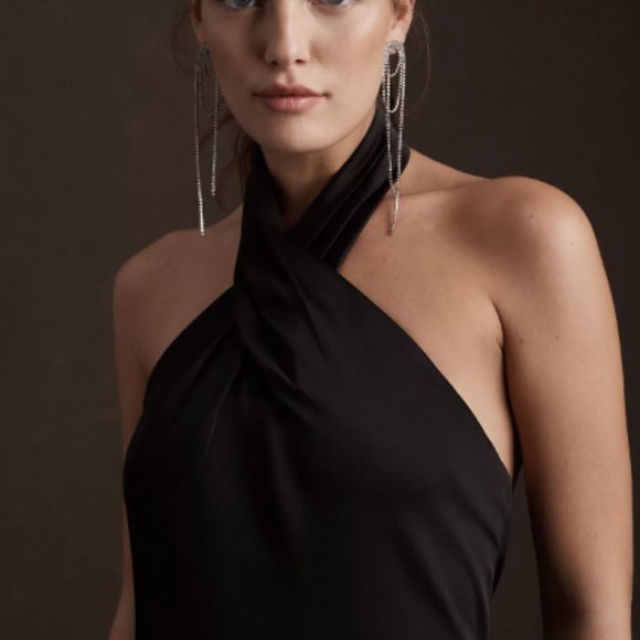 BHLDN Black Halter Sleeveless Cocktail Gown - Picture 2 of 8